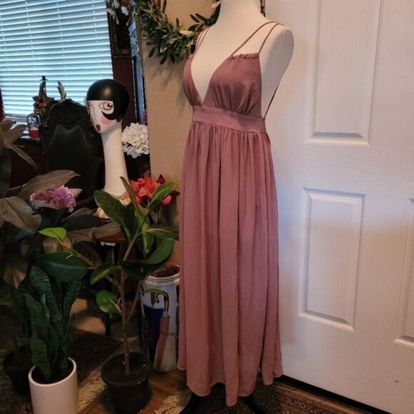 New Formal Tea Rose Pink Dress Stitch Fix Small Low Cut Cleavage Sexy Le… - Picture 2 of 9